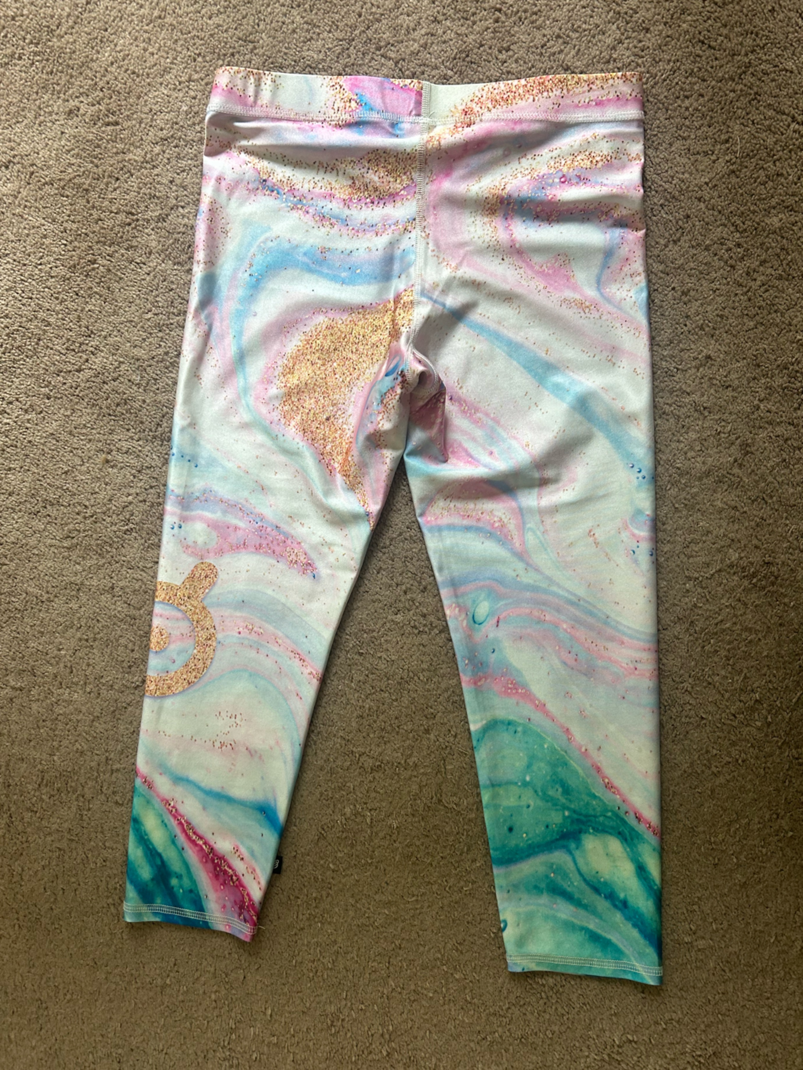 Marble Swirl Leggings With Glitter Accent